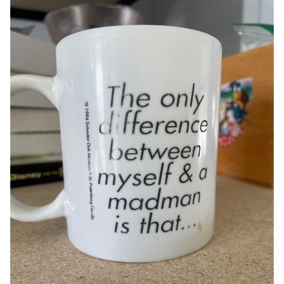 Vintage Salvador Dalí "I Am Not Mad!" White Ceramic Mug Museum St. Pete FL - Picture 2 of 7